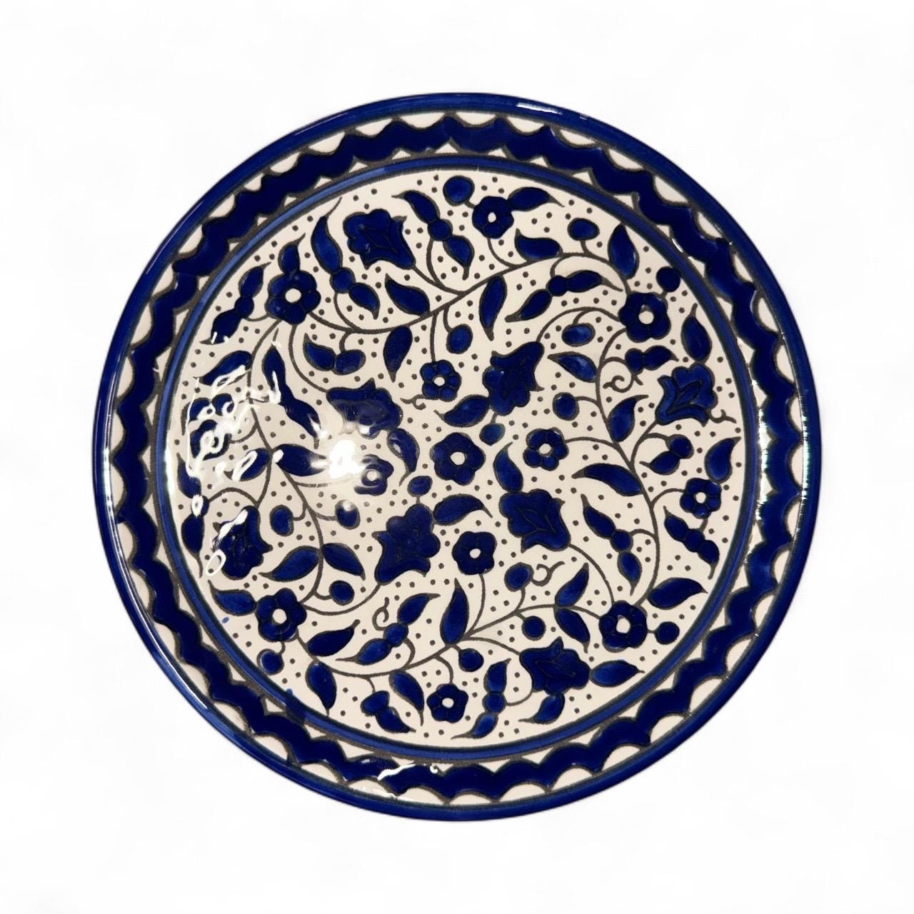 Palestine Pottery Plate 19 cm Handmade & Hand-Painted in Palestine - Palestinian Pottery خزف فلسطيني