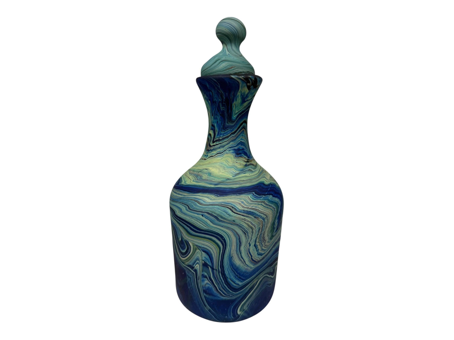 Phoenician Glass Vase Jug Blue Marble Handmade in Palestine
