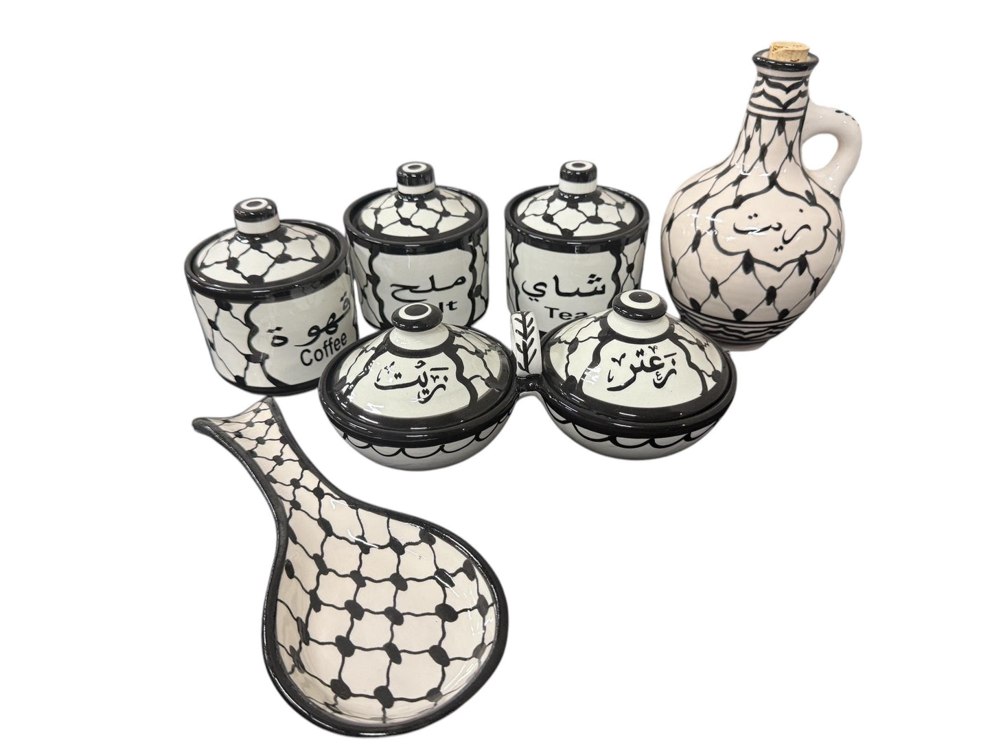 Kuffiyeh Pottery Set Ceramic Handmade in Palestine