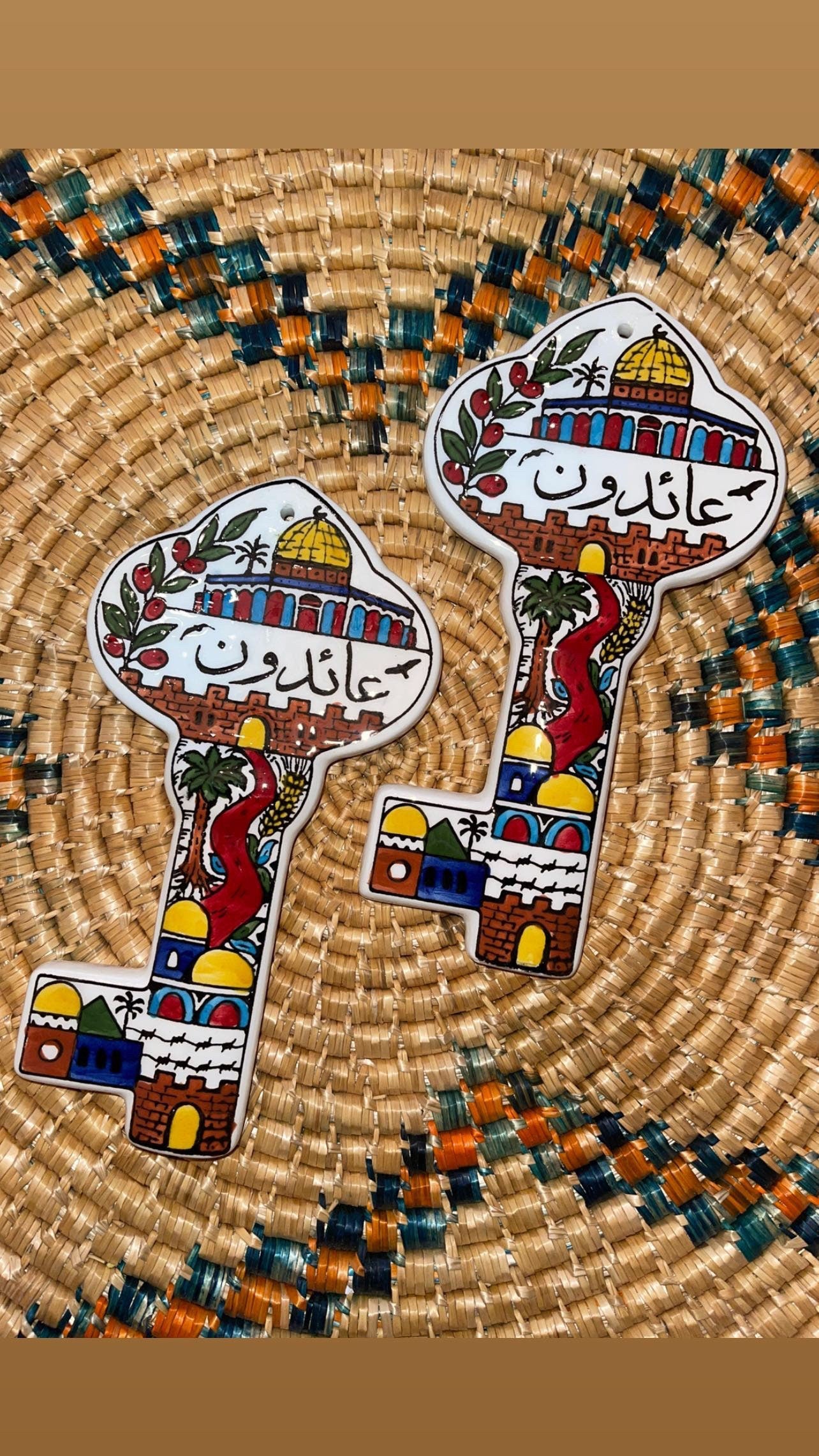 Set of Two Return Key Ceramic Handmade in Palestine مفتاح العودة خزف فلسطيني Key of return 8x4 inch
