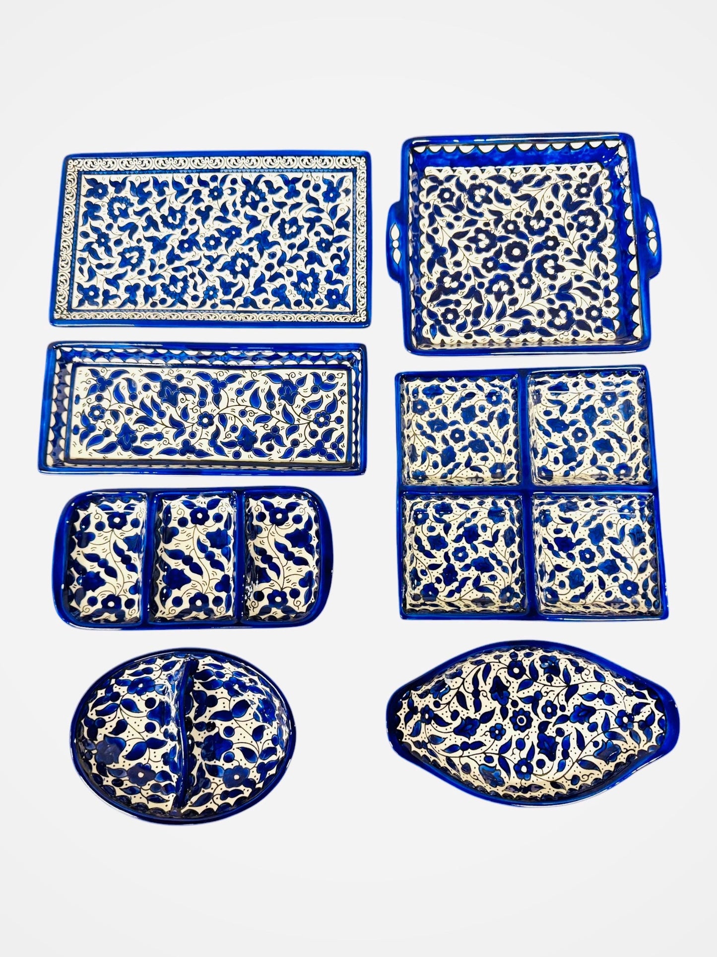 Palestinian Pottery Full set of Platters || Ceramic and Hand Painted || Handmade in Palestine