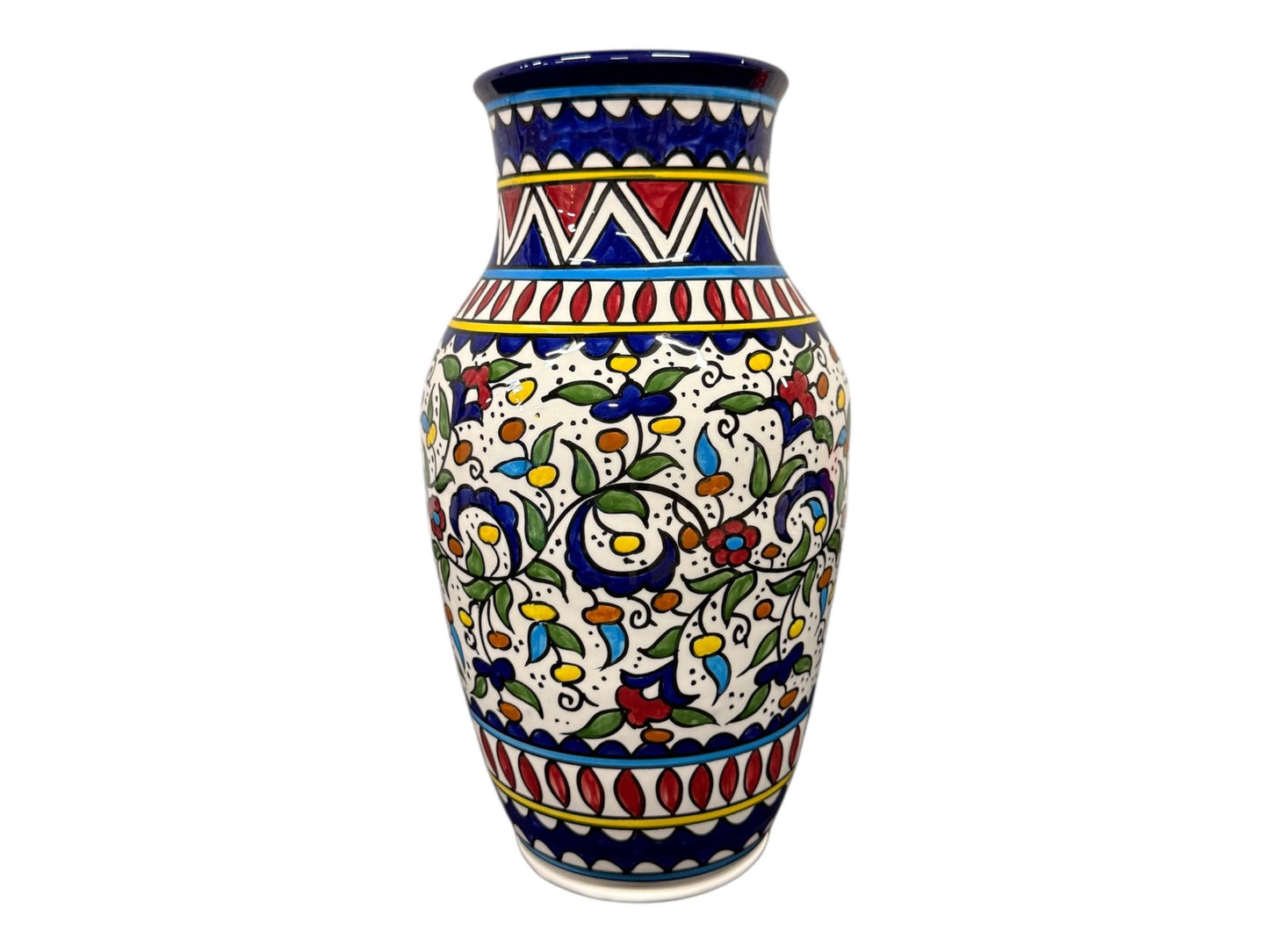 Original Palestinian Pattern | Large size 13x6 Inch | Ceramic Vase | Handmade Potter | made in Palestine