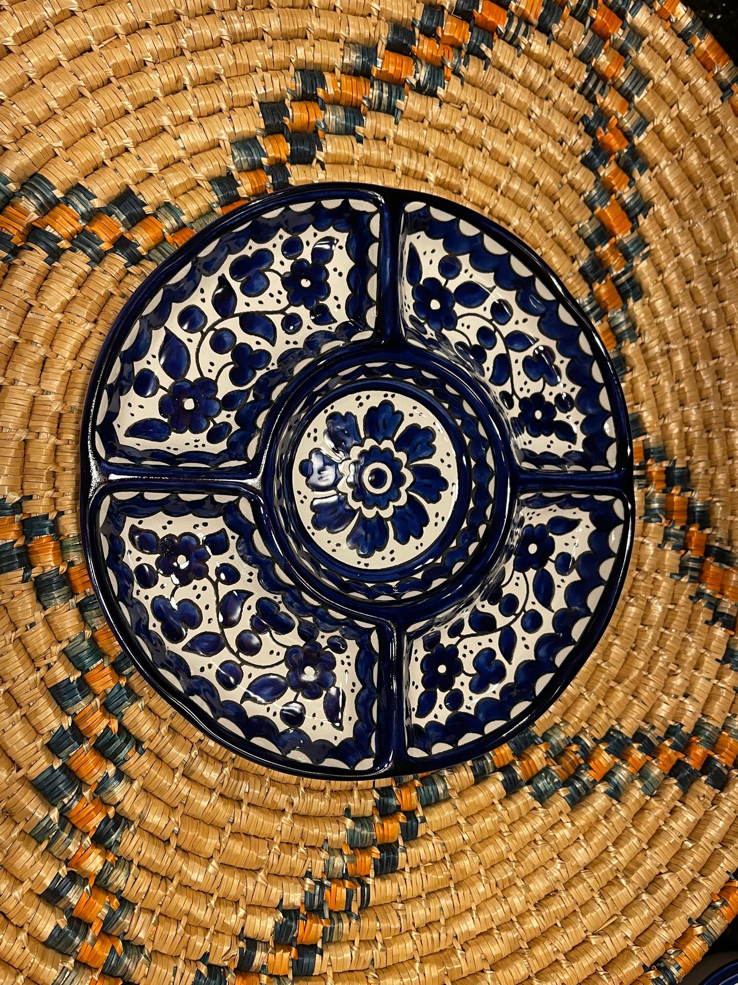 Palestine Pottery Divided Plate 23 cm Ceramic Handmade and Hand Painted خزف فلسطيني made in Palestine
