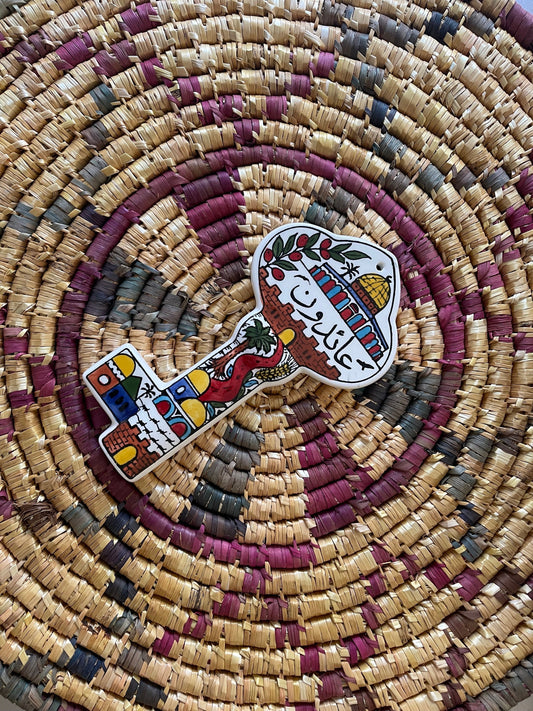 Key of return Ceramic Handmade and  Hand Painted made in Palestine هدف فلسطيني Wall decor Palestinian Pottery