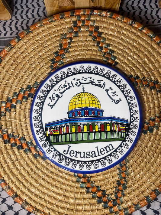 Palestine Pottery Jerusalem Painting Plate 25 cm Handmade & Hand-Painted in Palestine - Palestinian Pottery خزف فلسطيني