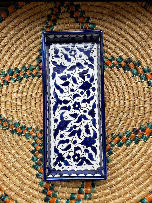 Palestinian Pottery Rectangular serving Platter 32x14 cm Handmade in Palestine خزف فلسطيني