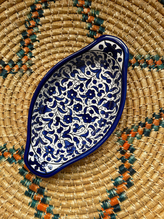 Palestine Pottery Oval Plate Handmade ceramic plate with handles