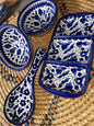 Set of 2 Deep Bowls Trio divided Plate Handmade and Spoon Rest edged Bowls 13 cm Blue Palestinian Potery Ceramic خزف فلسطيني