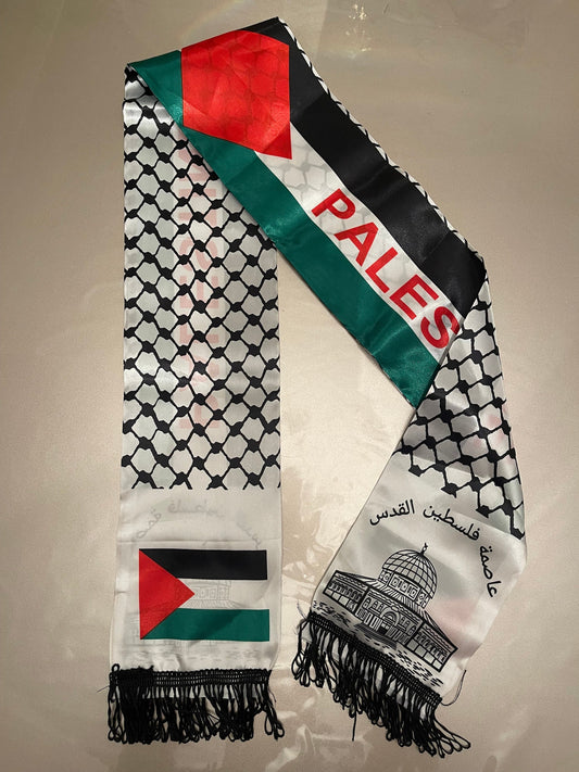 Keffiyeh (Palestinian Seller) Scarf Palestinian White & Black Small Size light scarf