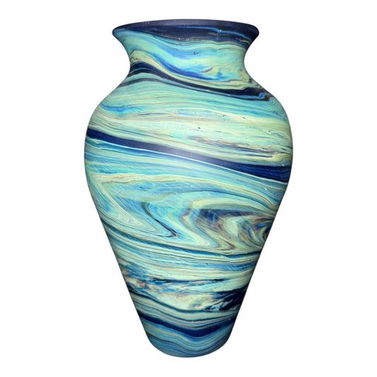 Phoenician Glass Vase Blue Marble Handmade in Palestine