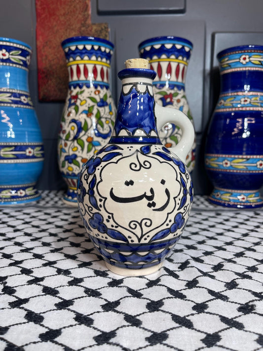 Palestinian Pottery | Olive Oil Dispenser | Ceramic Handmade & Hand Painted | Made in Palestine  قارورة زيت خزف فلسطيني