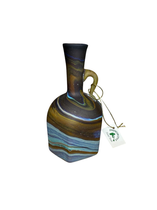 Palestinian Phoenician Hand Blown Glass || Handmade in Palestine || Unique unrepeatable Pattern || 6.5x3 Inch