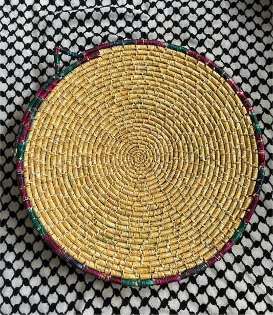 Palestinian Made Straw Tray 52 cm Handmade By Palestinian Families Traditional Authentic Style