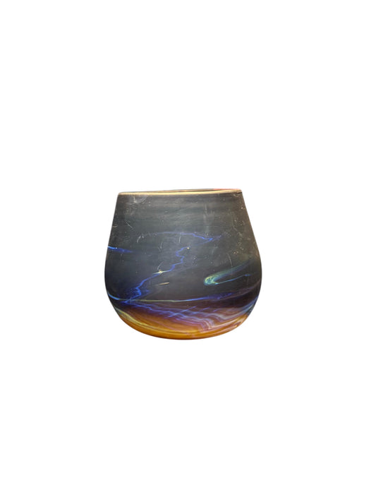 Palestinian Glass Hand Blown Phoenician from Hebron || Handblown with unrepeatable patterns || Candle Holder Blow Glass Handmade 4x3.5 inch