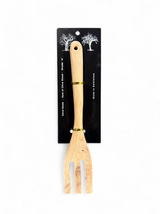 Hand Made Olivewood Cooking Fork Hand Crafted in Bethlehem Made in Palestine معلقة طبخ خشب زيتون مصنوعة في بيت لحم فلسطين