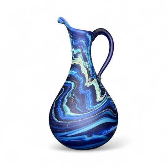 Phoenician Glass Vase Blue Marble Handmade in Palestine