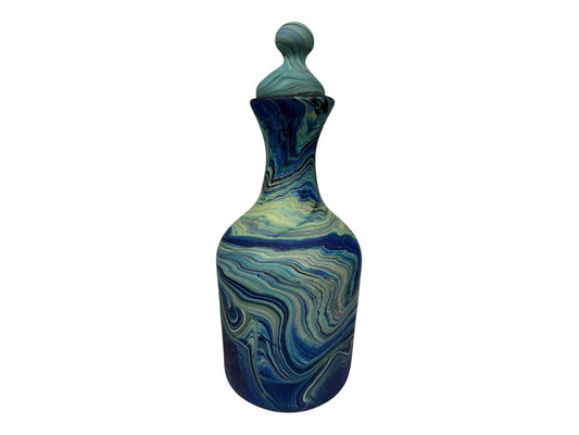 Phoenician Glass Vase Jug Blue Marble Handmade in Palestine