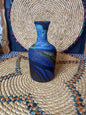 Palestinian Glass Art – Hand-Blown Phoenician Vase – Blue Marble Pattern