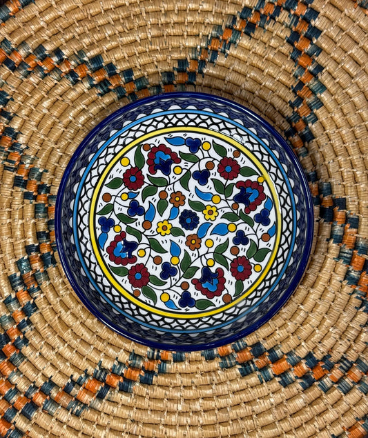 Ceramic Pottery Bowl 23 cm art piece Handmade crafted by Palestinian Artists made in Palestine خزف فلسطيني