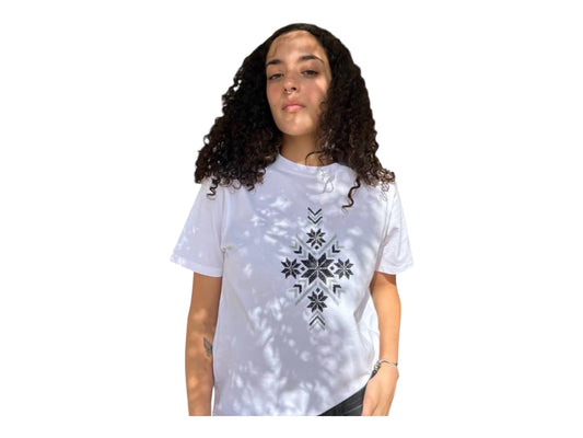 Aqmar Bethlehem T-Shirt Palestinian Embroidery || Made in Al-Baq'a Palestinian Refugee Camp || Boqa