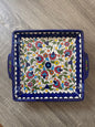 Serving Platter Squared With Handles Ceramic Handmade & Hand Painted Made in Palestine خزف فلسطيني