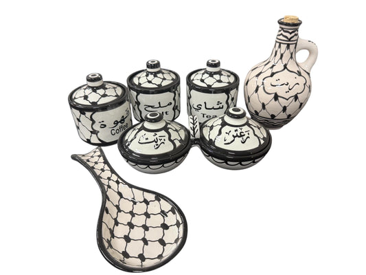 Kuffiyeh Pottery Set Ceramic Handmade in Palestine
