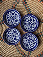 Palestine Pottery Round flat edged Plates 13 cm set of 4 Ceramic Handmade in Palestine خزف مصنوع في فلسطين