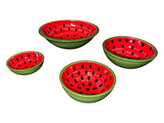 Handmade Watermelon Ceramic Bowls | Palestinian Pottery | Hand-Painted Serving Bowls | Made in Palestine