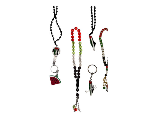 Palestine Keychains & Necklaces – Handmade Beaded Jewelry in Palestinian Flag Colors