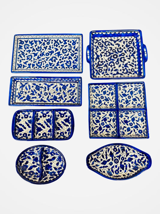 Palestinian Pottery Full set of Platters || Ceramic and Hand Painted || Handmade in Palestine