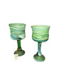 Palestinian Phoenician Glass Chalices – Marbled Stemmed Cups (Set of 2)