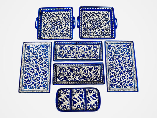 Palestinian Pottery Full set of Platters || Ceramic and Hand Painted || Handmade in Palestine