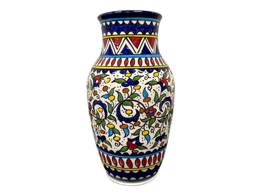 Original Palestinian Pattern | Large size 13x6 Inch  | Ceramic Vase | Handmade Potter | made in Palestine