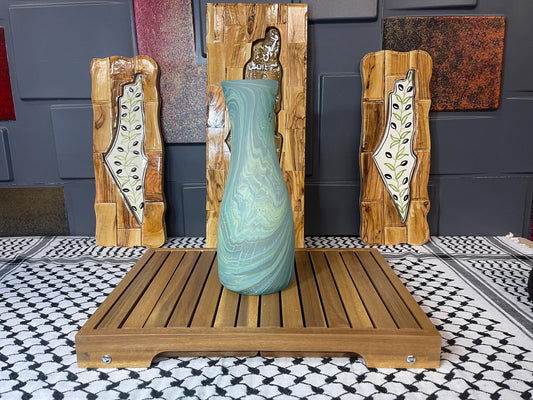 Palestinian Glass Art – Hand-Blown Phoenician Vase 11x4.5 inch