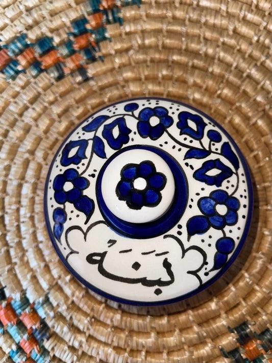 Cheese Plate with Lid Labanah Dish صحن لبنة  خزف صناعة فلسطينية