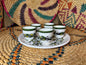 Cups set of 5 with Tray 26 cm || Olive Branch Painting || Ceramic || Handmade in Palestine