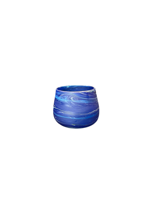 Hand Blown Phoenician Hebron Glass ||  Handblown with unrepeatable patterns || Candle Holder Blow Glass Handmade 4x3.5 inch