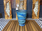Phoenician Glass Vase Teal blue Marble Handmade in Palestine