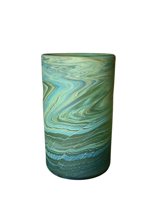 Flower Vase Phoenician Blown Glass || Handmade in Palestine || Unique unrepeatable Pattern || 7x4.5 inch
