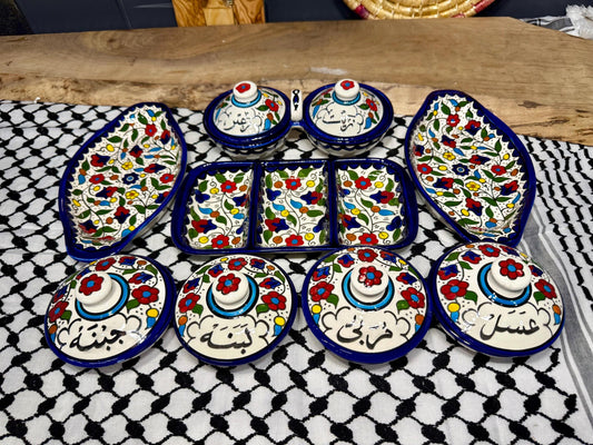 Mixed Set Ceramic Handmade & Hand Painted Pottery made in Palestine