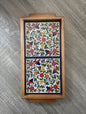 Palestinian Pottery Ceramic Tray 30x15 cm Handmade and Hand Painted in Palestine Wooden Frame خزف فلسطيني